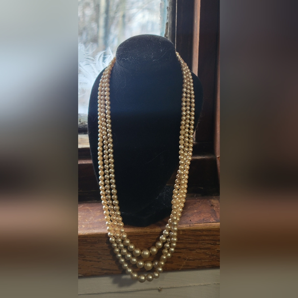 Antique Faux Pearl Necklace~18"